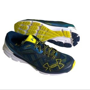 Under Armour MEN'S Shoe Black Blue Green Charged Bandit 1258783-408-001 Sz 10.5